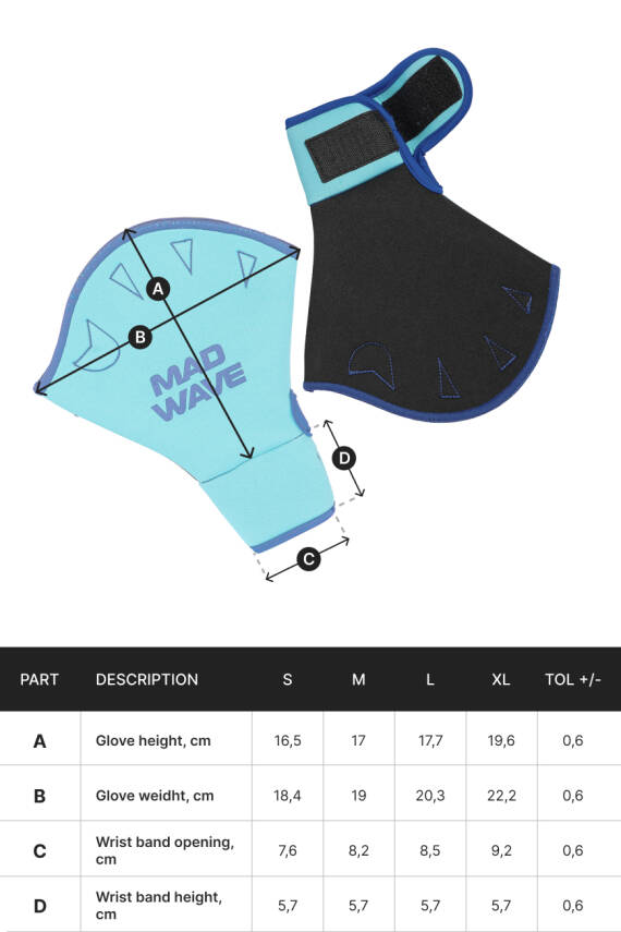 M0829 06 3 03W Aquagloves Aquafitness Gloves, L - 4